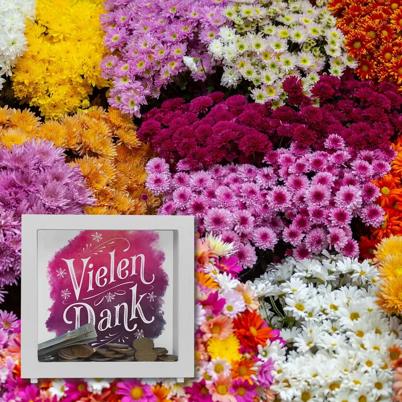 Vielen Dank Aquarelles Blumen Design Spardose