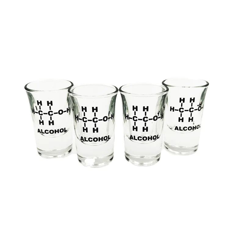 Alkohol Strukturformel Ethanol Schnapsglas im 4er Set