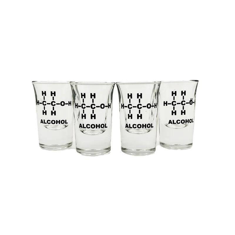 Alkohol Strukturformel Ethanol Schnapsglas im 4er Set