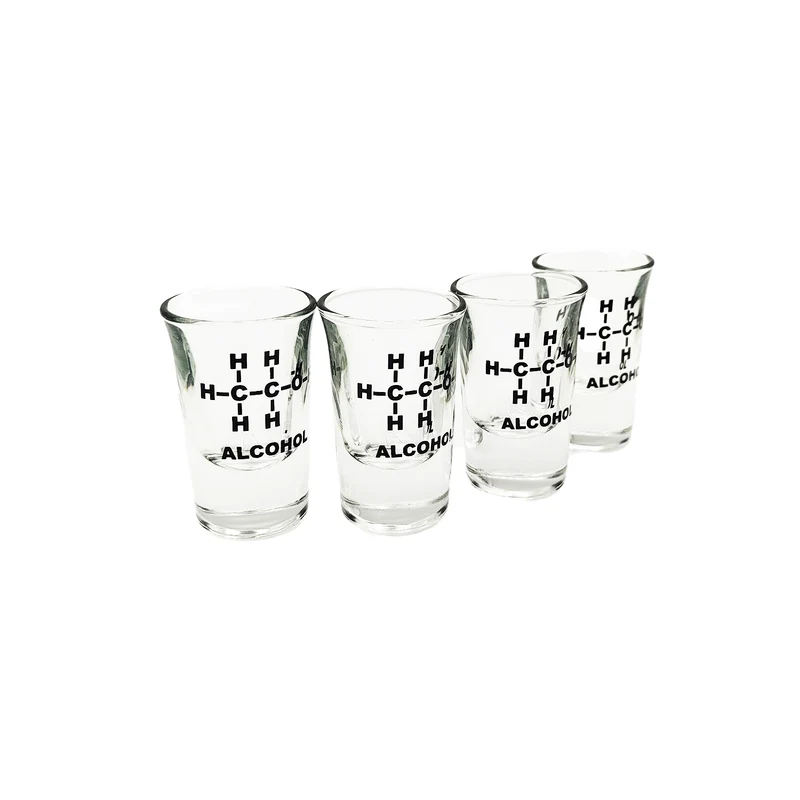 Alkohol Strukturformel Ethanol Schnapsglas im 4er Set
