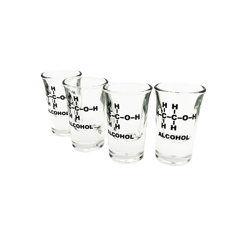 Alkohol Strukturformel Ethanol Schnapsglas im 4er Set