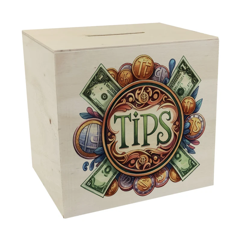 Trinkgeld Retro Spardose mit Spruch Tips