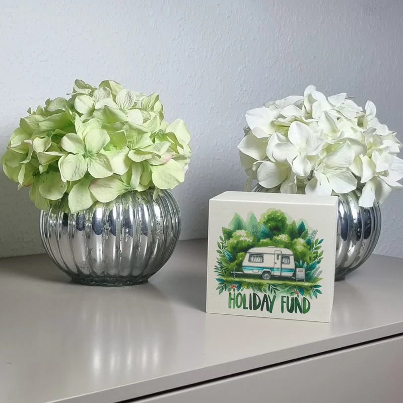Campingurlaub Urlaubskasse Spardose mit Spruch Holiday Fund
