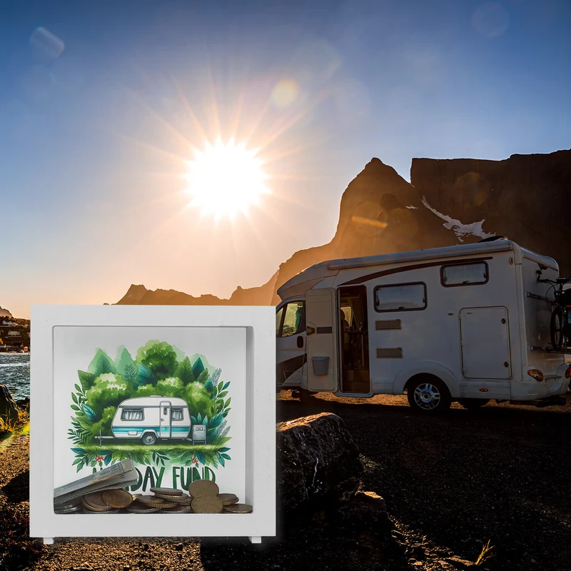Campingurlaub Urlaubskasse Spardose mit Spruch Holiday Fund