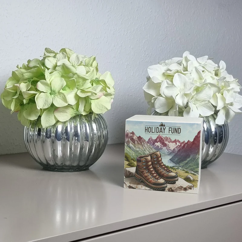Urlaub in den Bergen Urlaubskasse Spardose mit Spruch Holiday Fund