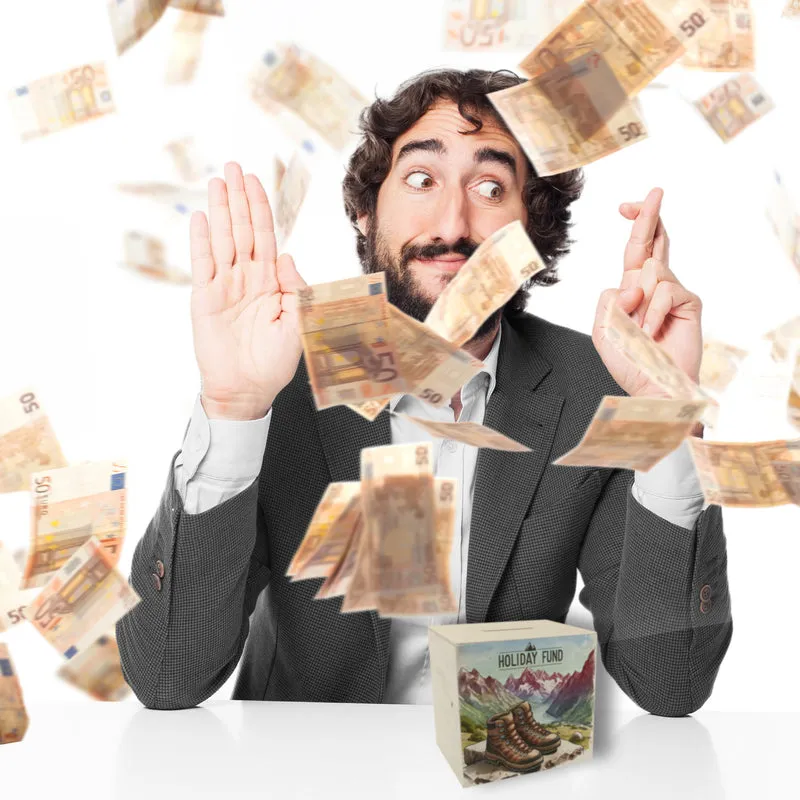 Urlaub in den Bergen Urlaubskasse Spardose mit Spruch Holiday Fund