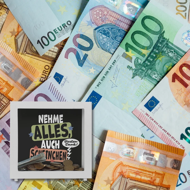Nehme alles Spardose mit Spruch auch Scheine - besten Dank
