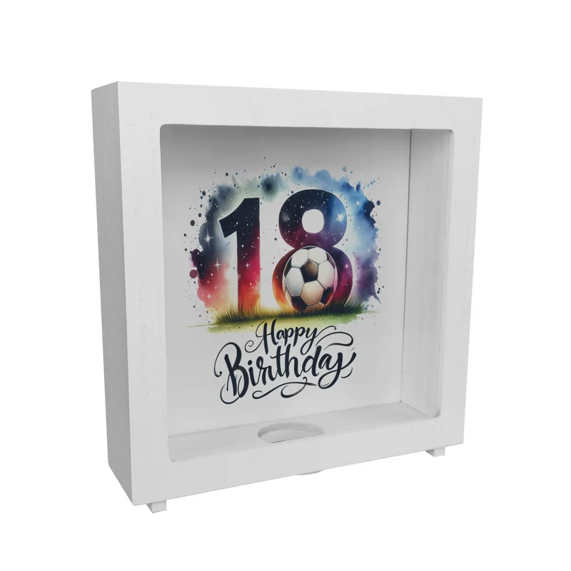 18. Geburtstag Fußball Spardose mit Spruch Happy Birthday 18