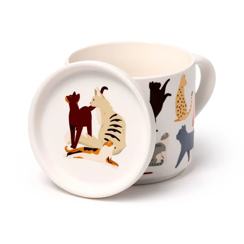 Feline Fine Katzen Kaffeebecher & Untersetzer Set