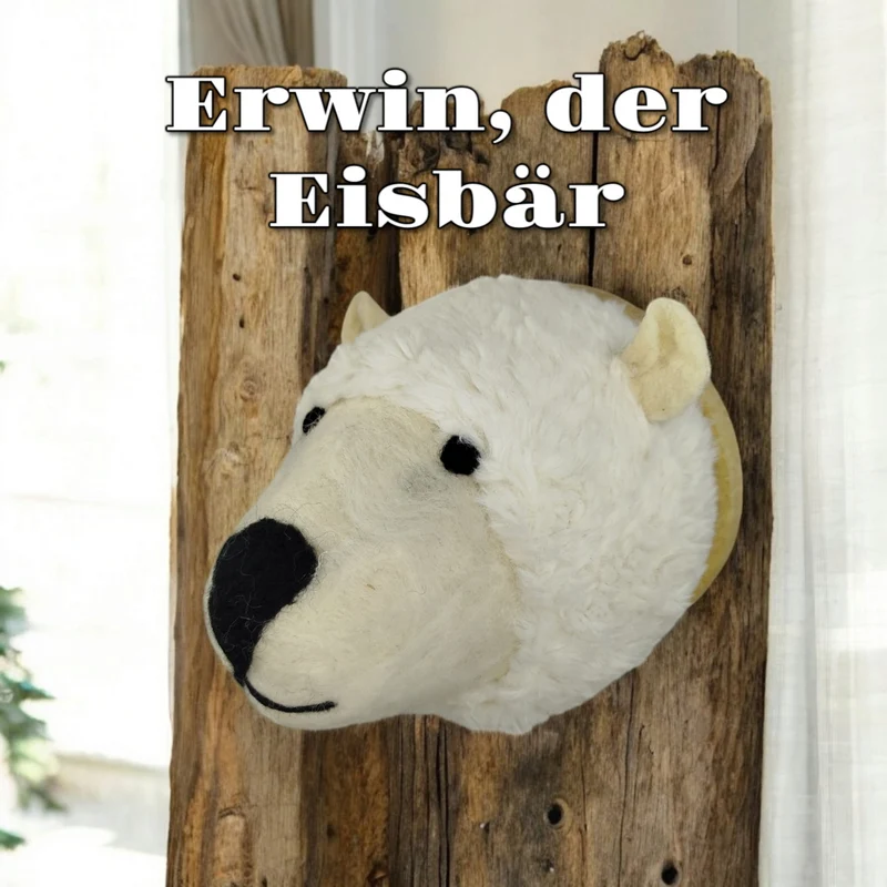 woolimals Eisbär Erwin Trophäe aus Wolle
