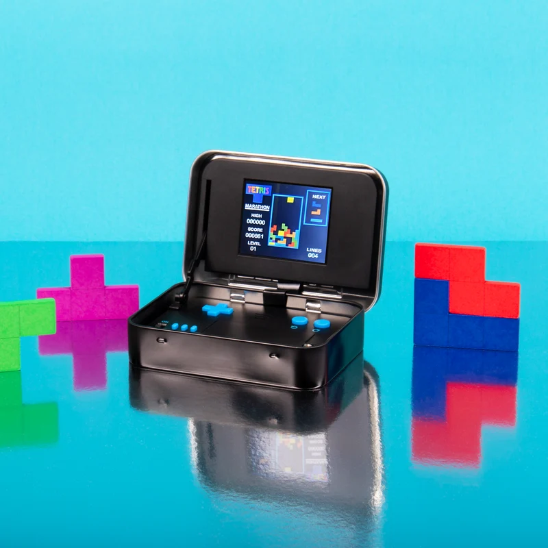 Tetris Arcade Spielekonsole in der Metalldose mit Sound