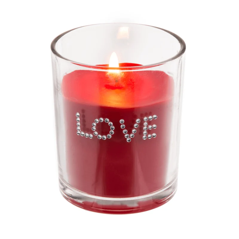 Duftkerze im Glas mit LOVE-Schriftzug