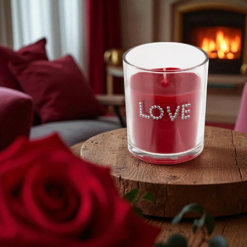 Duftkerze im Glas mit LOVE-Schriftzug