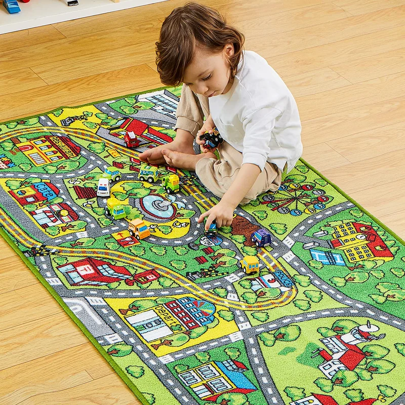 Carpet Playmat W/ 12 Cars Pull-back Vehicle Set