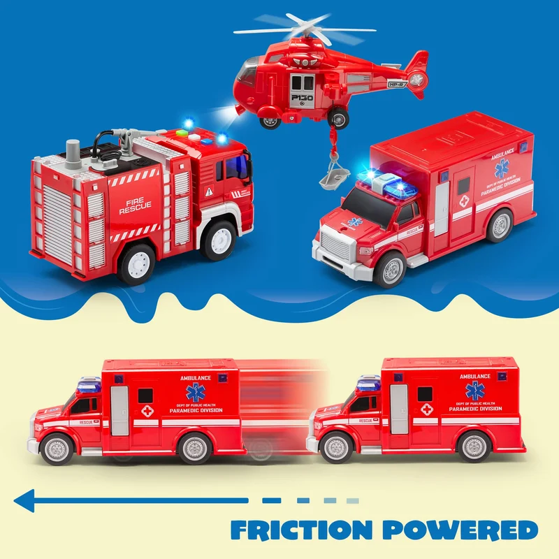 3 In 1 Fire Rescue Truck Car Set