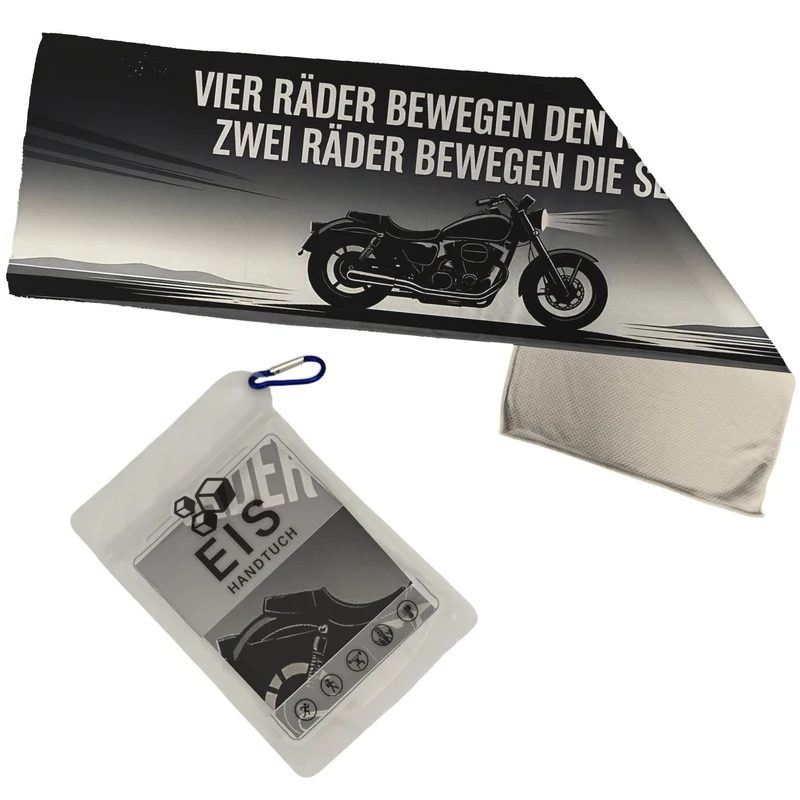 Biker-Motiv Eishandtuch mit Spruch für Motorradfans