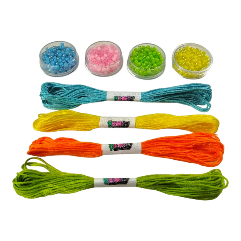 Webrahmen Mini Webstuhl mit Garn und Perlen für DIY-Schmuck