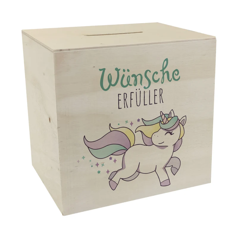 Einhorn Spardose mit Spruch Wünscheerfüller