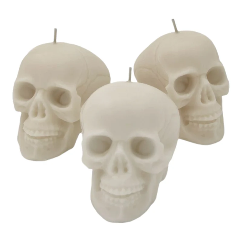 Totenkopf Kerze Halloween Deko Schädel Dekokerze im 3er-Set