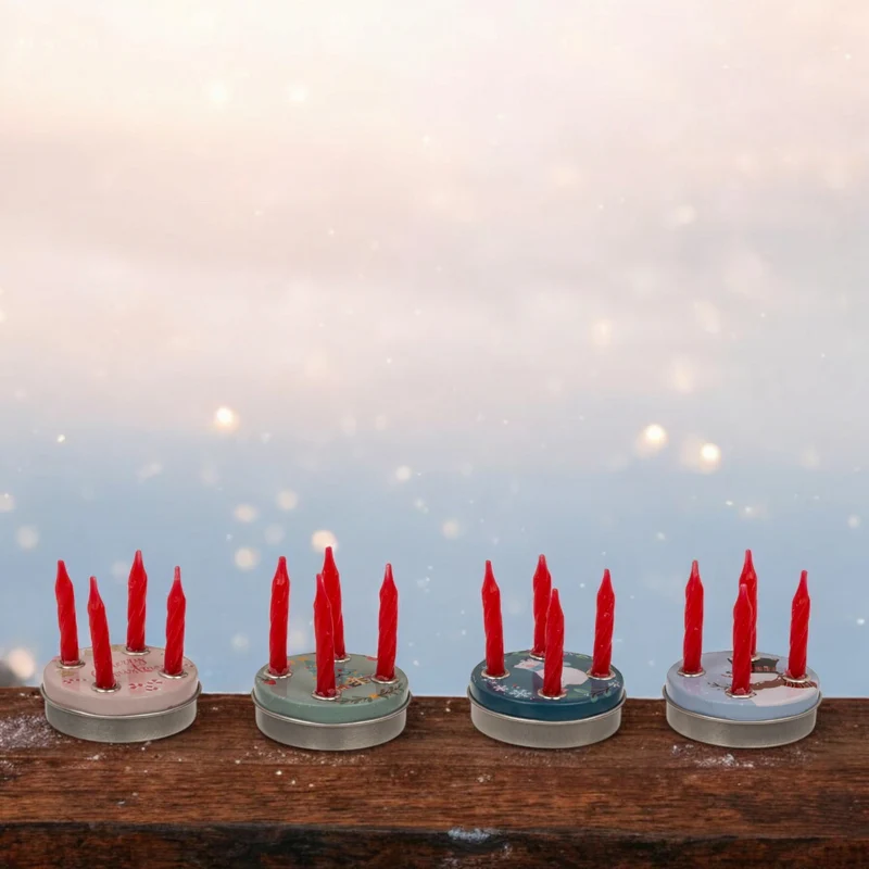 Mini-Adventskranz mit 4 Mini-Kerzen in zufälliger Variante