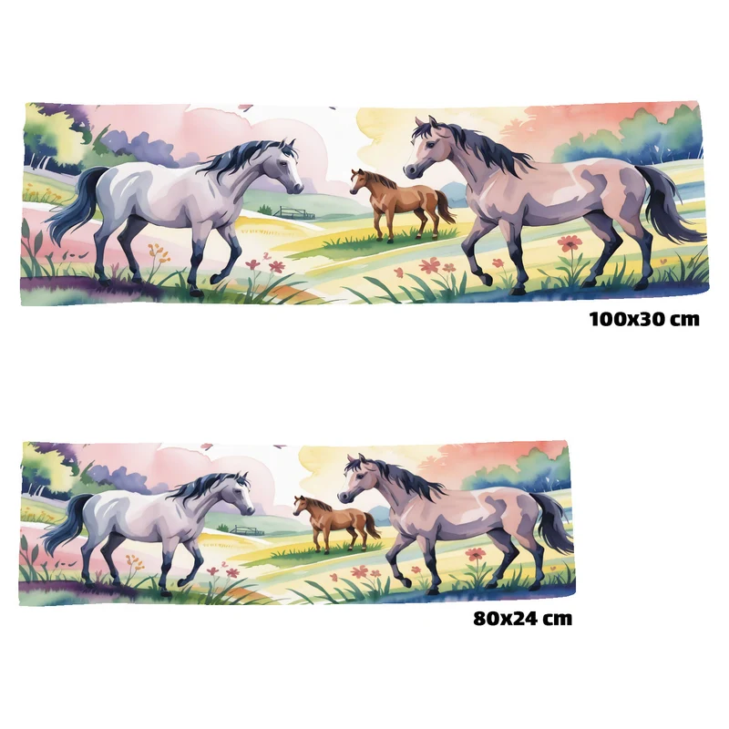 Pferde Aquarell Eishandtuch für Mädchen