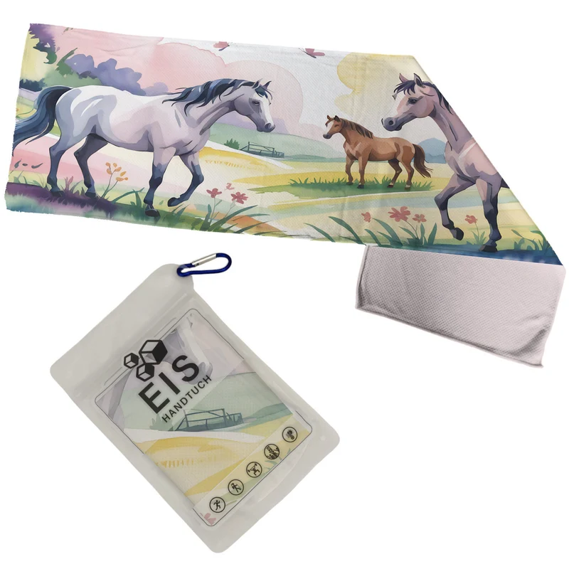 Pferde Aquarell Eishandtuch für Mädchen