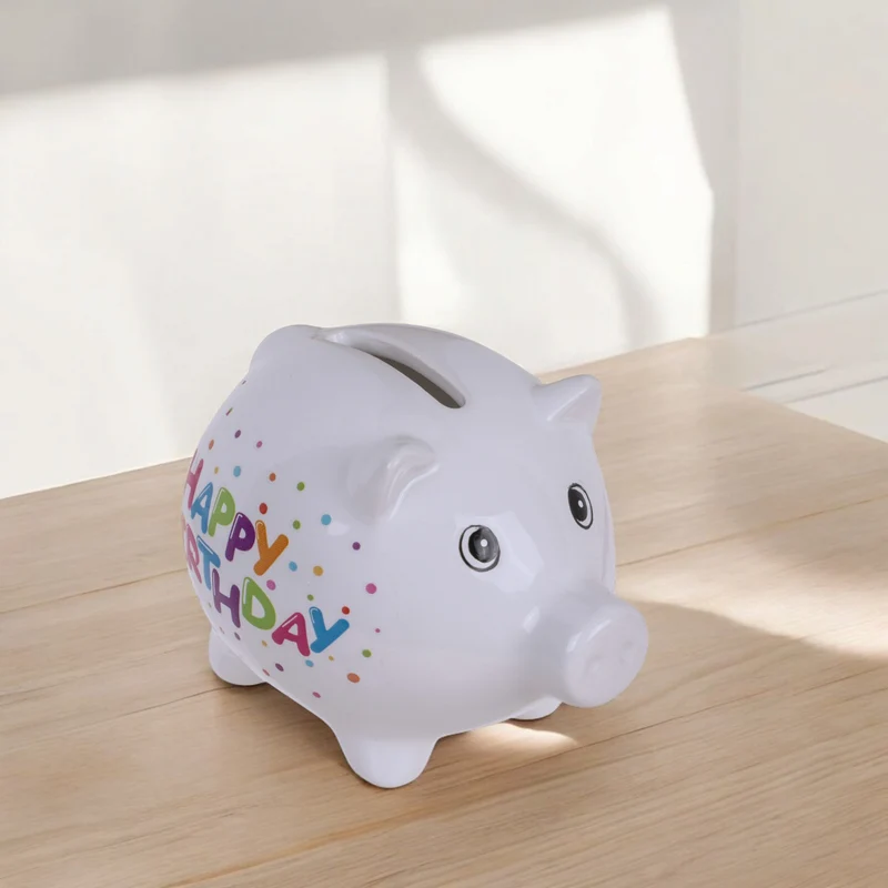Mini Happy Birthday Sparschwein - Geburtstags Spardose aus Keramik