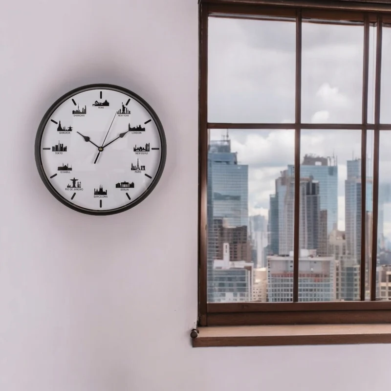 Skyline Wanduhr Großstädte Wohnzimmeruhr
