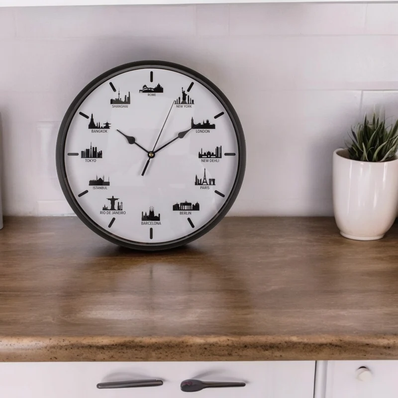 Skyline Wanduhr Großstädte Wohnzimmeruhr