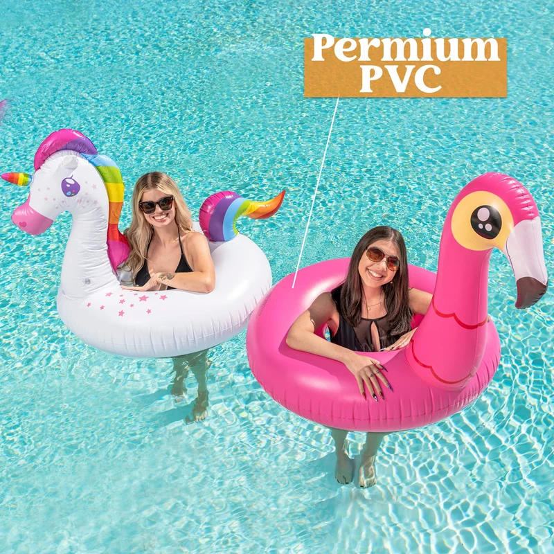 Sloosh - 39in Unicorn And Flamingo Pool Float Bundle, 2 Pcs