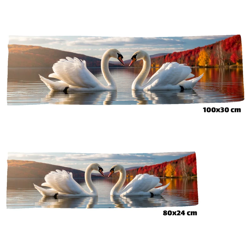 Schwäne auf Herbstsee Eishandtuch mit Naturmotiv