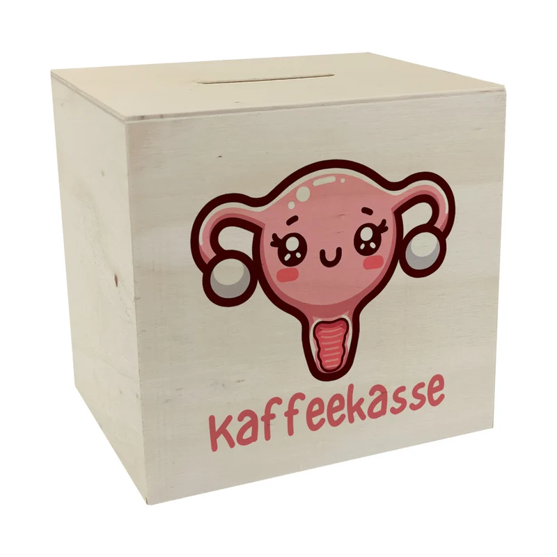 Gebärmutter Kawaii Spardose mit Spruch Kaffeekasse