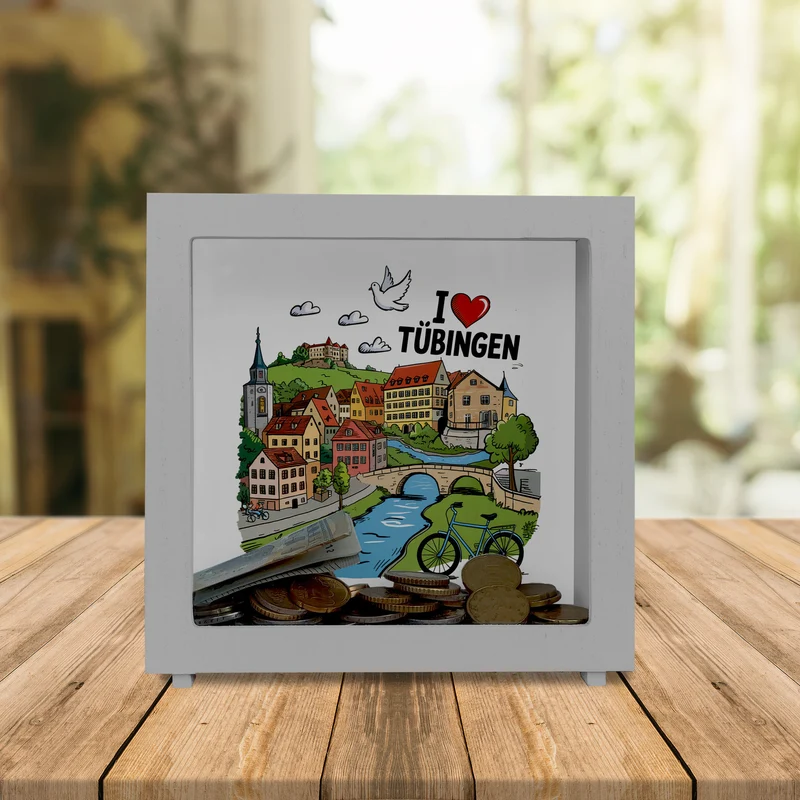 I love Tübingen Spardose mit Sehenswürdigkeiten