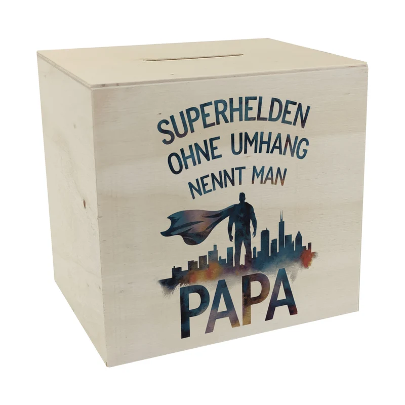 Superhelden Papa Umhang Spardose