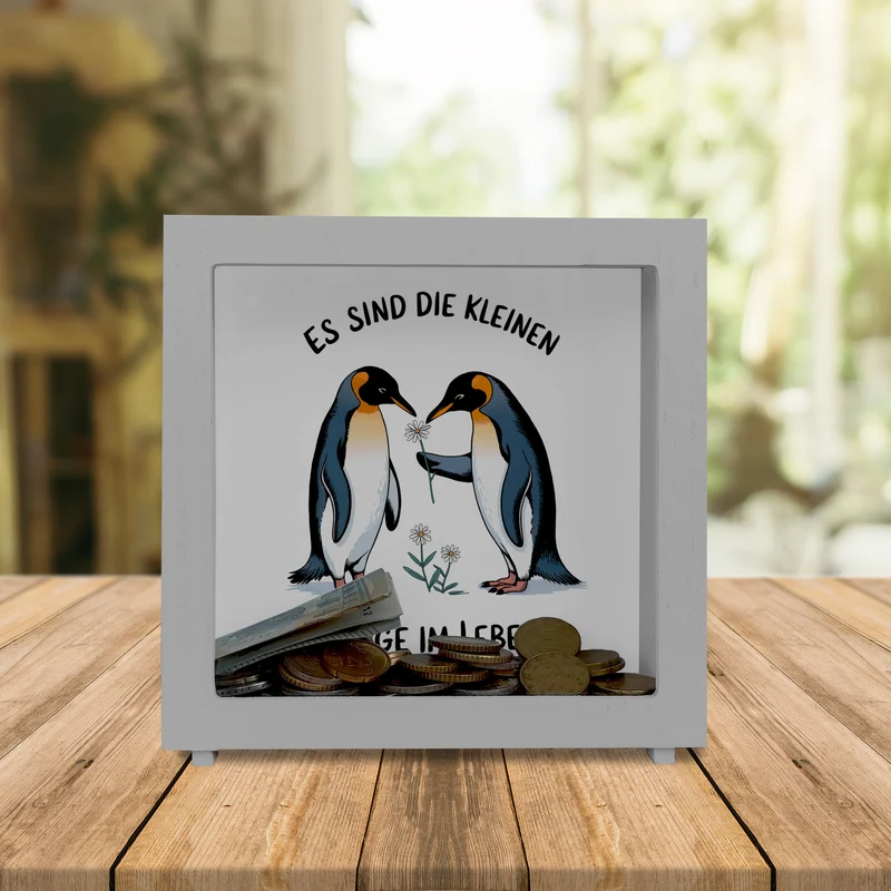 Pinguine Blumen - Es sind die Kleinen Dinge Spardose