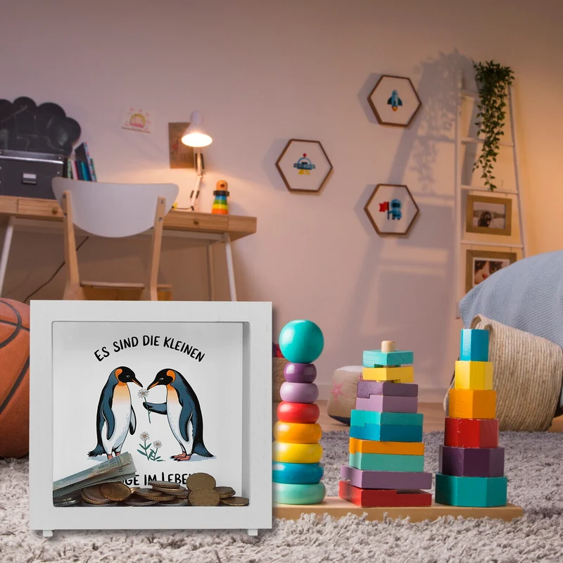 Pinguine Blumen - Es sind die Kleinen Dinge Spardose