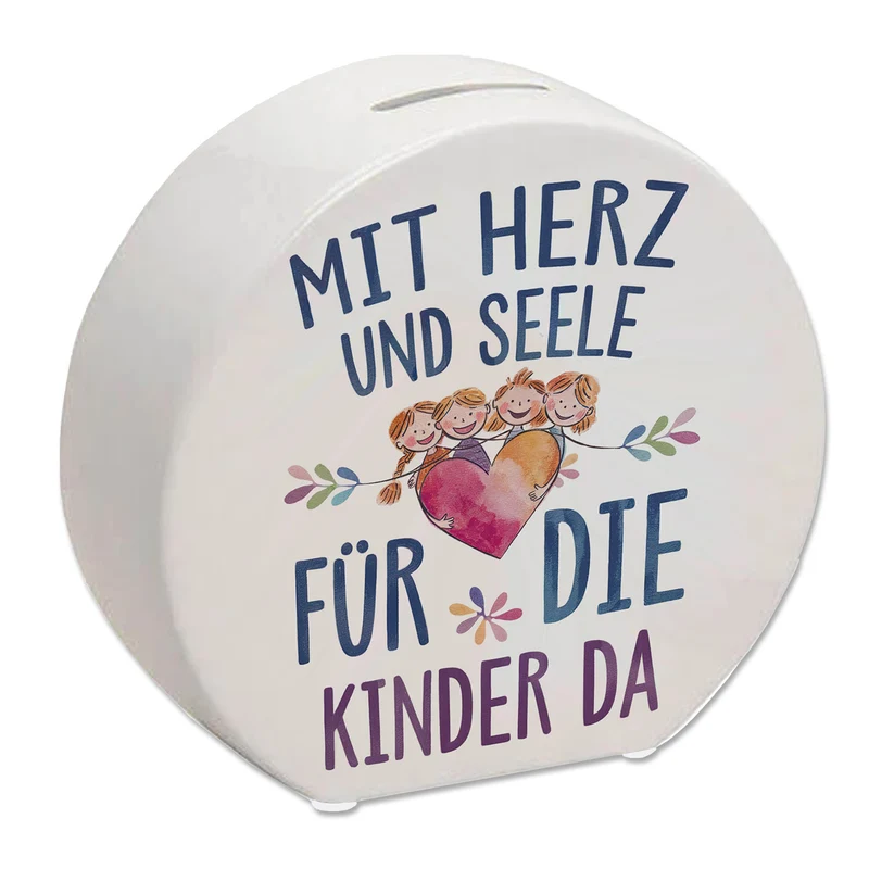 Mit Herz für Kinder da Spardose Herz Umarmt Kinder