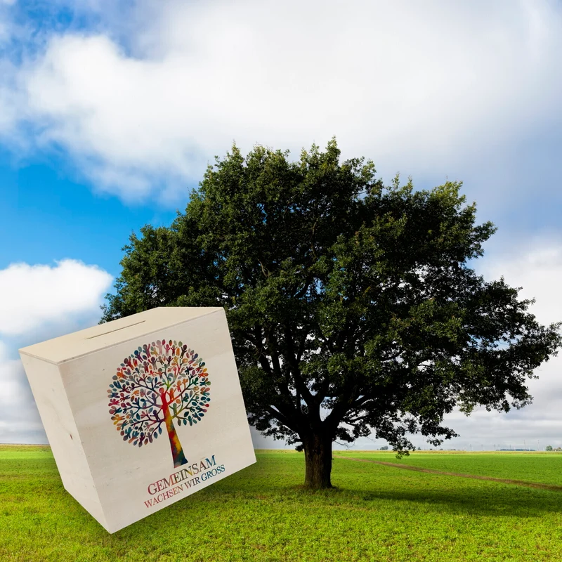 Gemeinsam wachsen, Baum aus Kindern Spardose
