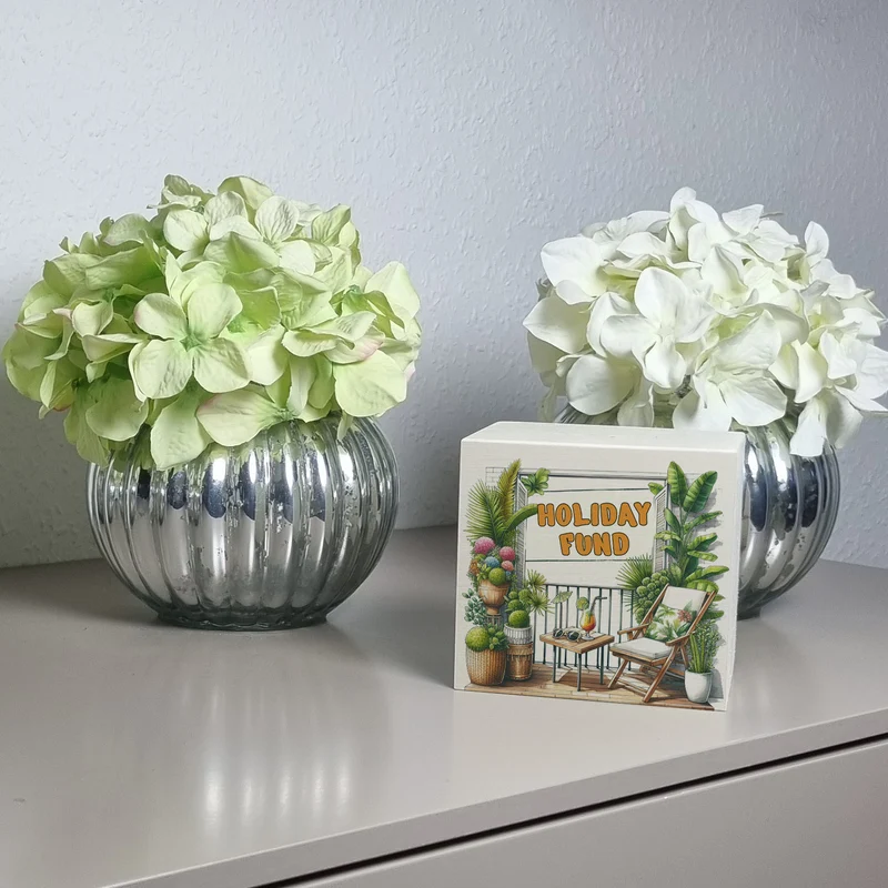 Urlaub auf Balkonien Urlaubskasse Spardose mit Spruch Holiday Fund