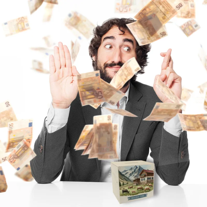 Urlaub auf dem Bauernhof Urlaubskasse Spardose mit Spruch Holiday Fund