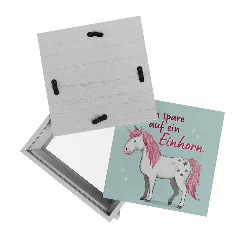 Einhorn Spardose in mintgrün mit Spruch Ich spare auf ein Einhorn