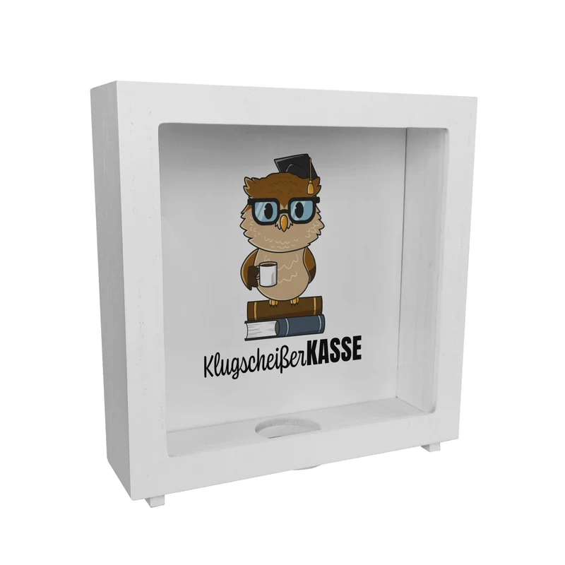 Eule Spardose mit Spruch Klugscheißer-Kasse