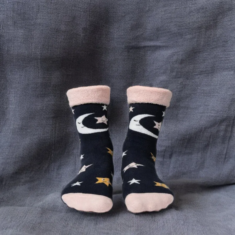 Mond und Sterne Socken Cucamelon Kuschelsocken für Mama und Kind in 38-40 & 1-4 Jahre (2 Paare)