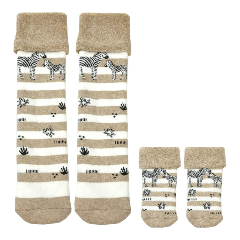 Zebra Socken Cucamelon Kuschelsocken für Mama und Baby in 38-40 und für Neugeborene (2 Paare)