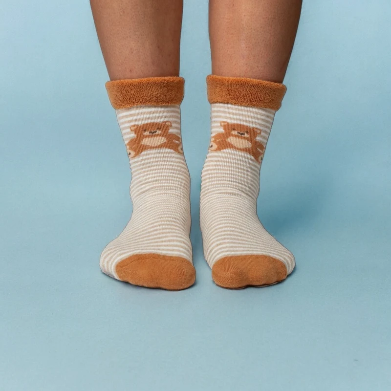 Teddybär Socken Cucamelon Kuschelsocken für Mama und Kind in 38-40 & 1-4 Jahre (2 Paare)