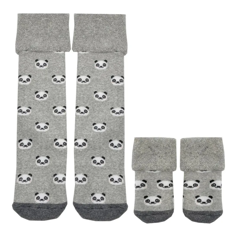 Panda Socken Cucamelon Kuschelsocken für Mama und Baby in 38-40 und für Neugeborene (2 Paare)