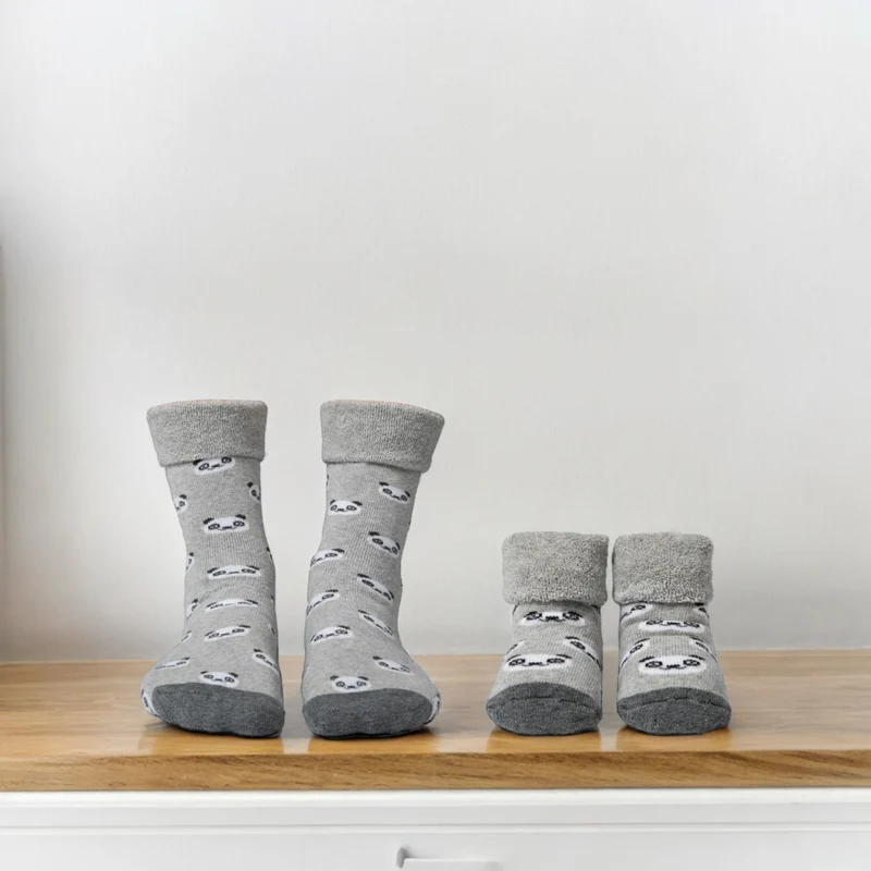 Panda Socken Cucamelon Kuschelsocken für Mama und Baby in 38-40 und für Neugeborene (2 Paare)