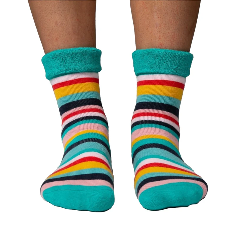 Bunte Streifen Socken Cucamelon Kuschelsocken für Mama und Kind in 38-40 & 1-4 Jahre (2 Paare)