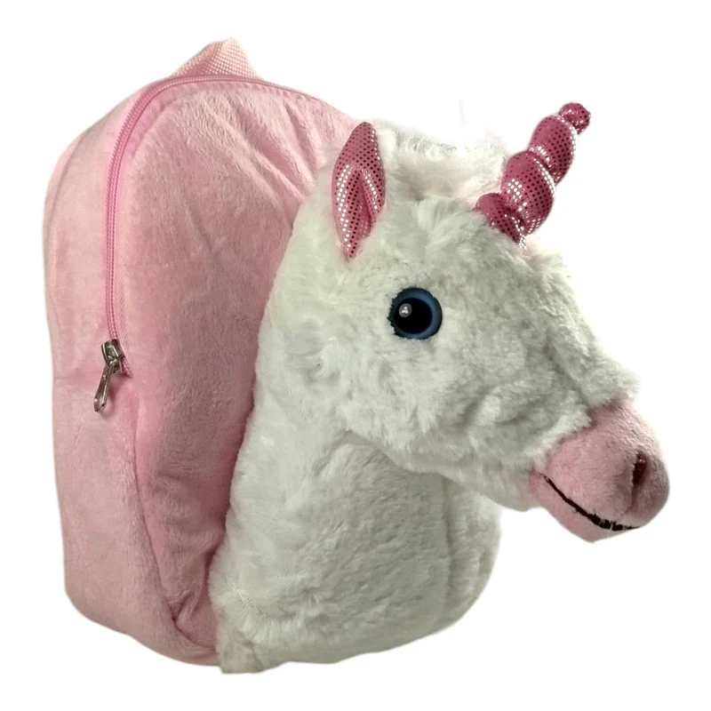 Einhorn Rucksack mit Plüschkopf Unicorn Kinderrucksack
