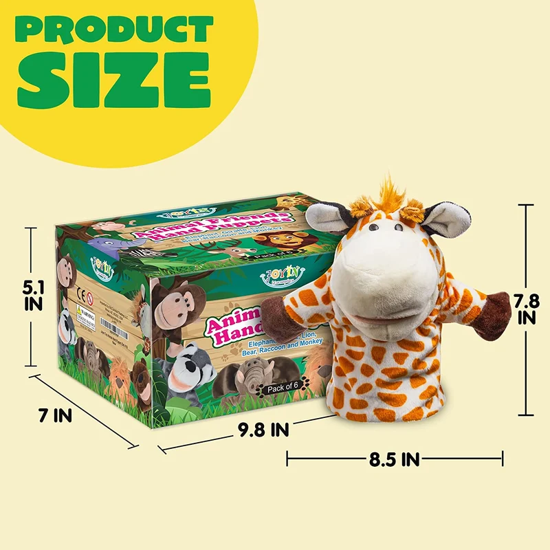 JOYIN - Animal Friends Kids Hand Puppets, 6 Pack